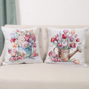 Dvipusė gobeleno pagalvėlė – Pavasario puokštė