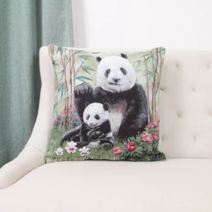 Dvipusė gobeleno pagalvėlė – Panda su jaunikliu