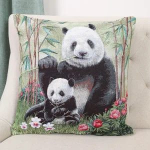 Dvipusė gobeleno pagalvėlė – Panda su jaunikliu