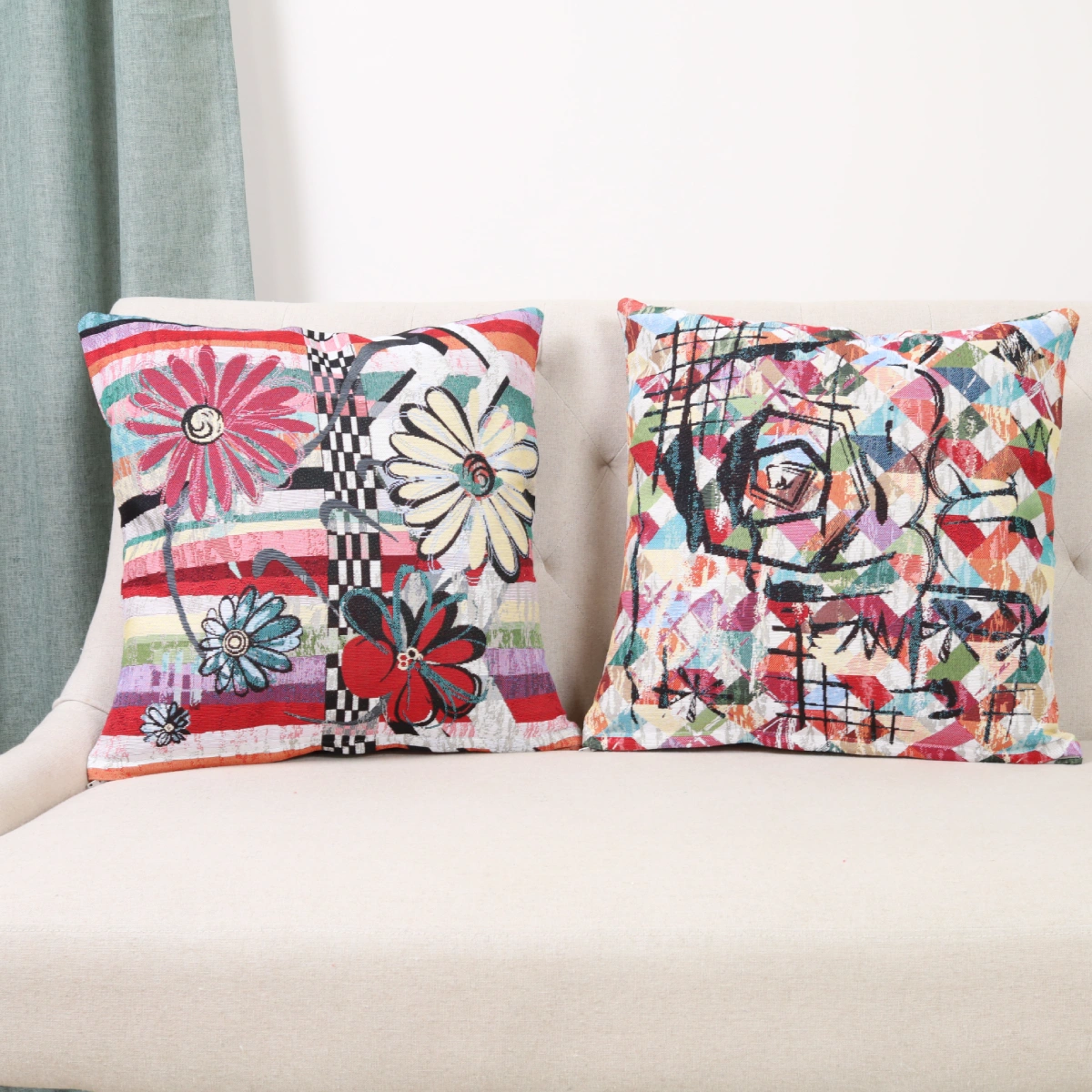 Dvipusė gobeleno pagalvėlė – Grafikos gėlės