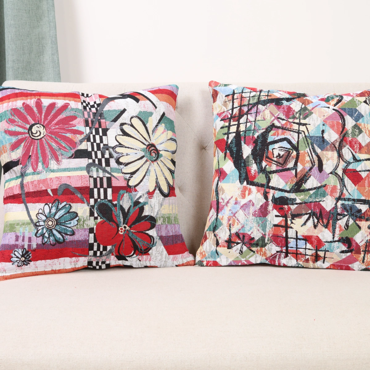 Dvipusė gobeleno pagalvėlė – Grafikos gėlės