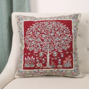 Dvipusė gobeleno pagalvėlė – Baroko gėlės (bordo)