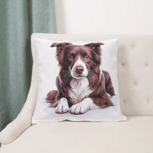 Dvipusė gobeleno pagalvėlė - Rudas borderkolis