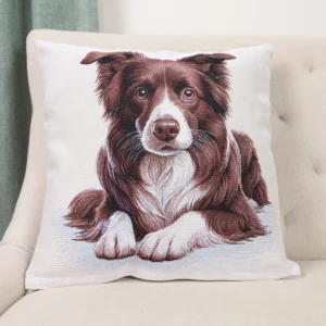 Dvipusė gobeleno pagalvėlė - Rudas borderkolis