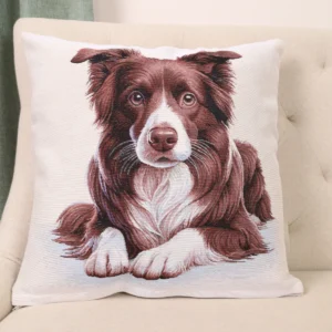 Dvipusė gobeleno pagalvėlė - Rudas borderkolis