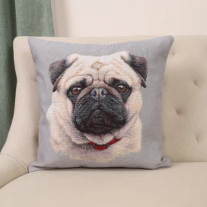 Dvipusė gobeleno pagalvėlė - Mopso portretas