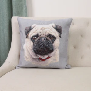 Dvipusė gobeleno pagalvėlė - Mopso portretas