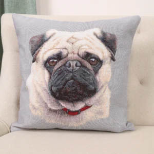 Dvipusė gobeleno pagalvėlė - Mopso portretas