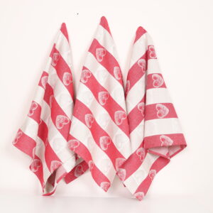 Virtuvinių rankšluosčių komplektas su dėžute - Širdelės