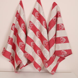 Virtuvinių rankšluosčių komplektas su dėžute - Širdelės