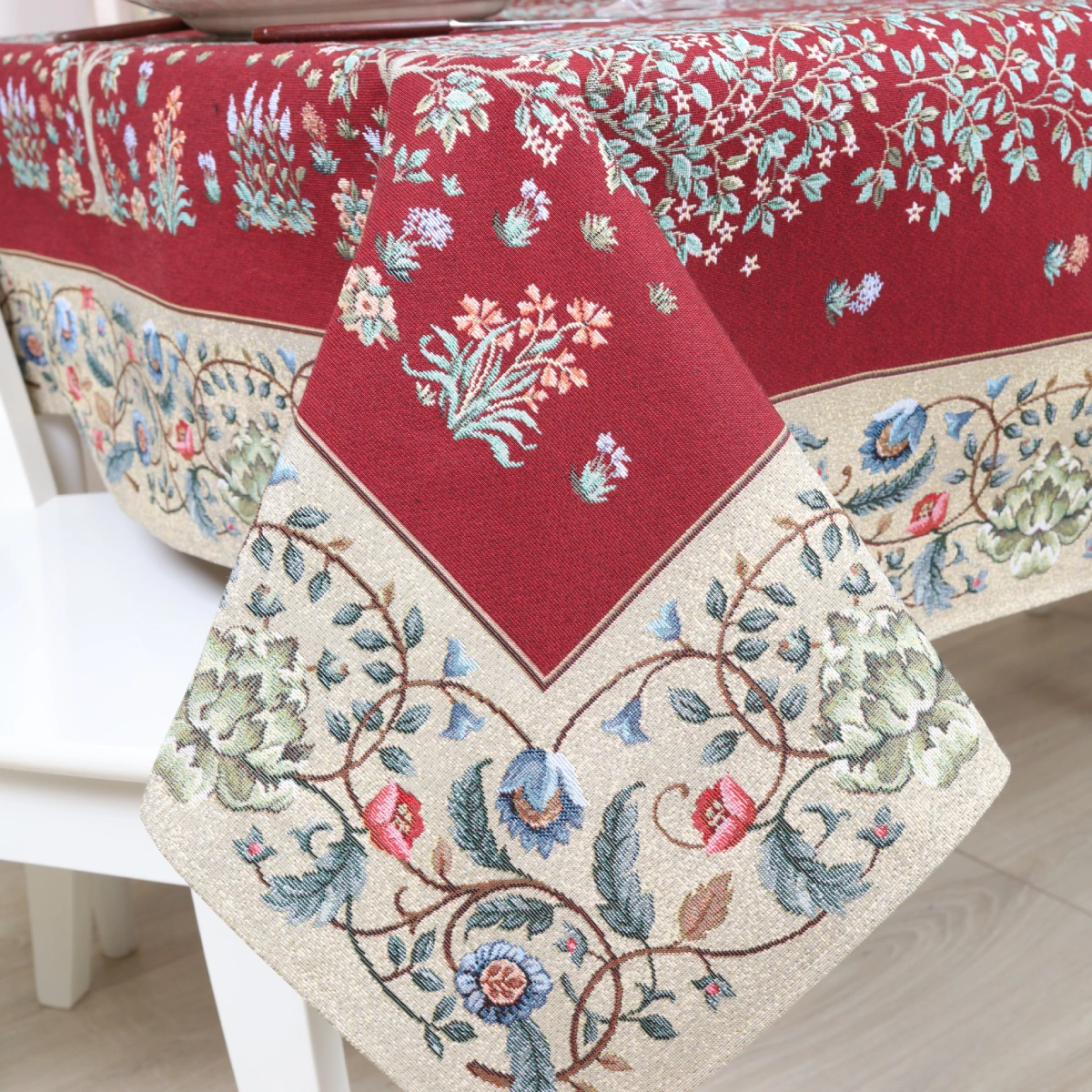 Staltiesė - Baroko gėlės (bordo)