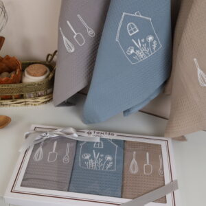 Virtuvinių rankšluosčių komplektas su dėžute - Namai