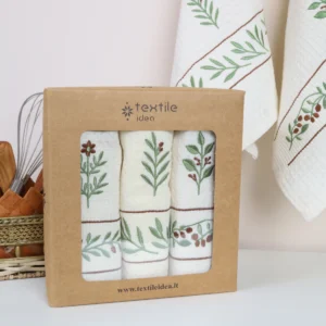 Virtuvinių rankšluosčių komplektas su dėžute - Eukaliptas