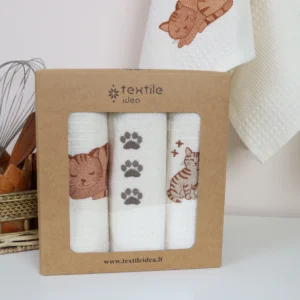 Virtuvinių rankšluosčių komplektas su dėžute - Katės