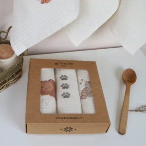 Virtuvinių rankšluosčių komplektas su dėžute - Katės