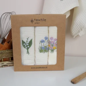 Virtuvinių rankšluosčių komplektas su dėžute - Pavasario gėlės