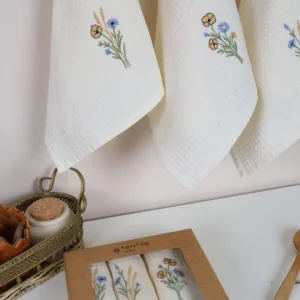 Virtuvinių rankšluosčių komplektas su dėžute - Rugiagėlės