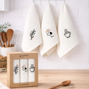 Virtuvinių rankšluosčių komplektas su dėžute - Kava