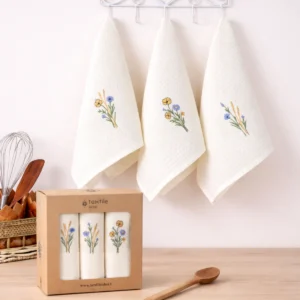 Virtuvinių rankšluosčių komplektas su dėžute - Rugiagėlės