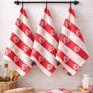 Virtuvinių rankšluosčių komplektas su dėžute - Širdelės