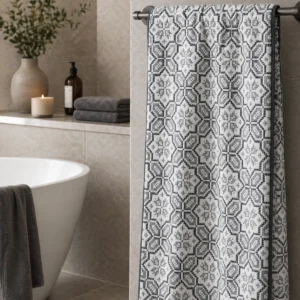 Pilkas lininis rankšluostis - Tautiški ornamentai