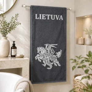 Pilkas lininis rankšluostis - Vytis